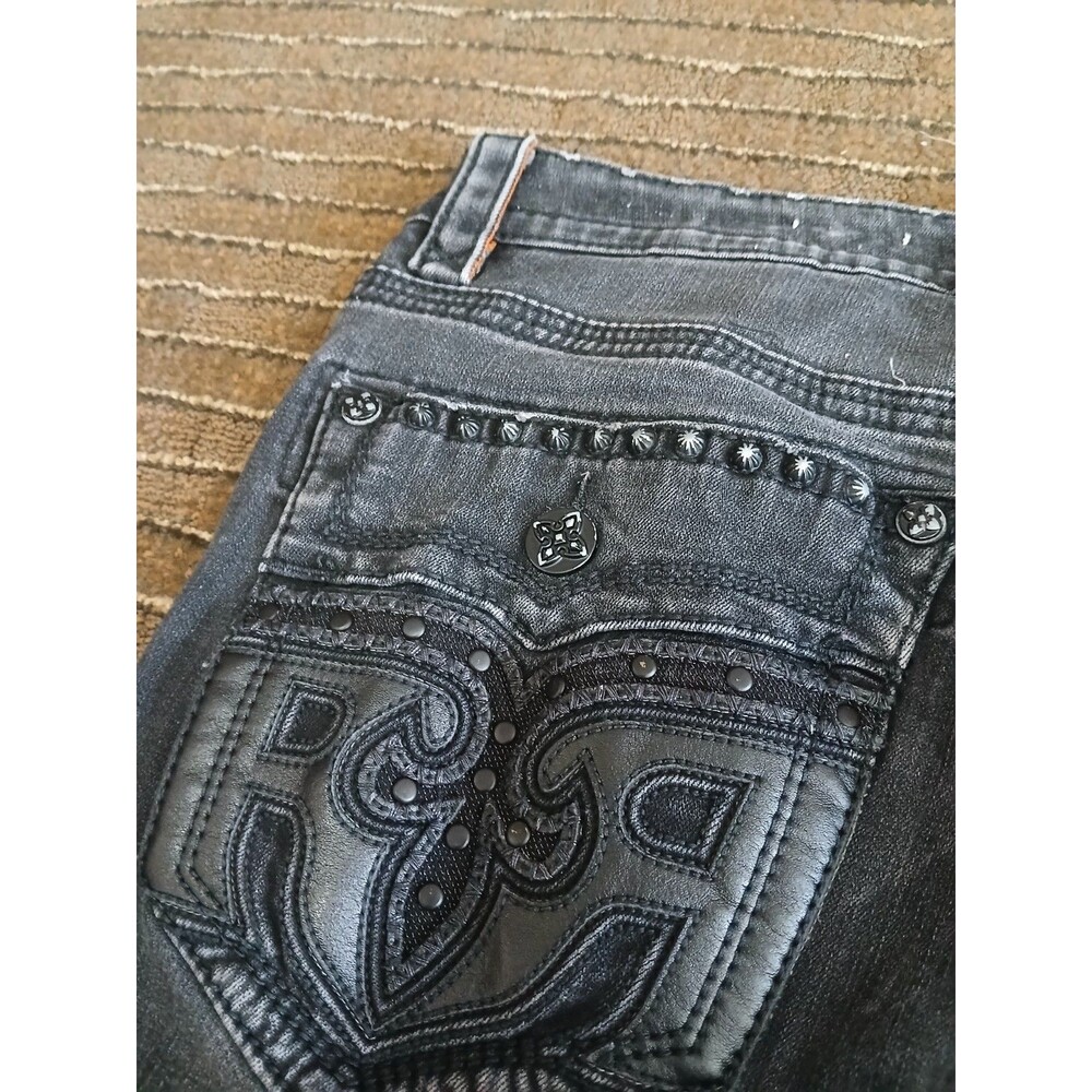 Rock Revival Lowry Black Y2K Rock / Grunge Studded Jeans Men's 36 X 30 Straight - Picture 6 of 9